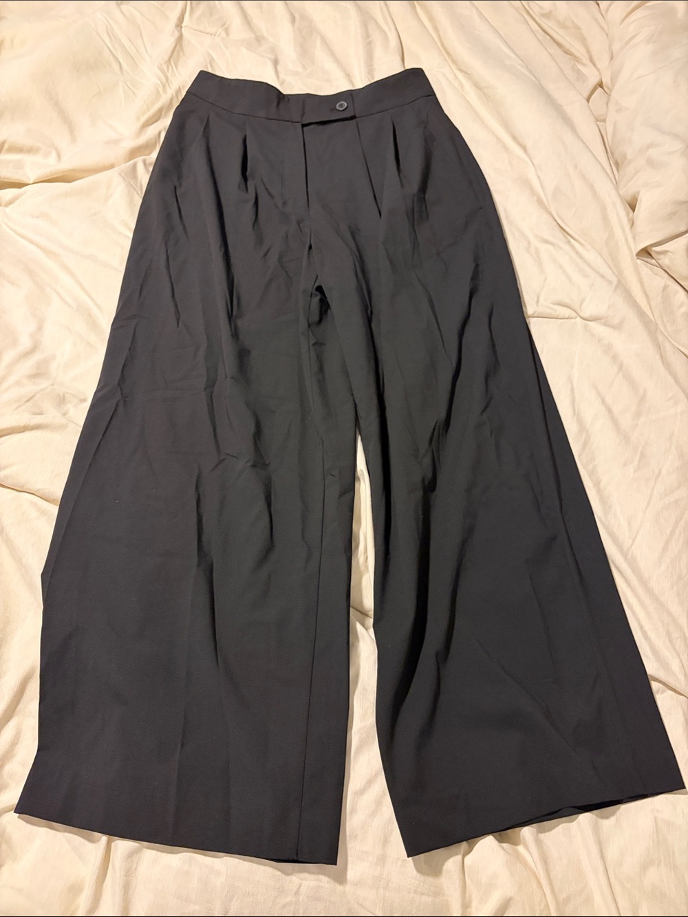 Zara Black Wide-Leg High-Waist Trousers
